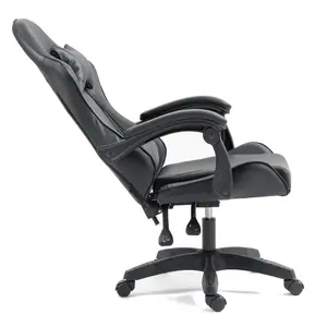 Gaming Chair Black Recliner with Adjustable Height Lumbar Support Padded Cushion Racing Bucket Seat