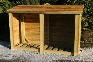 Heavy Duty Log Store - Outdoor Firewood Wooden Garden Timber Log Store - L60 x W180 x H120 cm - Minimal Assembly Required