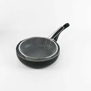 URBN-CHEF Aluminium Induction 24cm Deep Frying Pan With Fry Basket Cookware