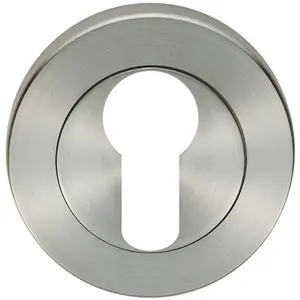 Round Euro Profile Escutcheon 52mm Dia Concealed Fix Satin Steel