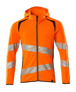 Mascot Accelerate Safe Hoodie with Zipper (Hi-Vis Orange/Dark Navy)  (X Small)