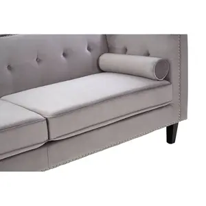 Interiors by Premier Felisa 3 Seat Grey Velvet Sofa