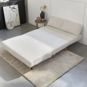 sweeek. 2-seater scandi-style folding sofa bed Guesta boucle Off-White Boucle 120x89x80 cm