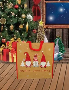 4 x Reusable Christmas Tote Gift Bag Cute Gonk Shopping Bag Woven Bag For Life 45cm