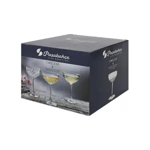 Pasabahce Timeless Glass Champagne Saucers - 255ml - Pack of 8