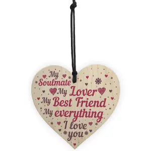 Red Ocean Soulmate Gifts Wooden Hanging Heart Plaque Gift For Boyfriend Girlfriend Anniversary Birthday Gifts For Him Her