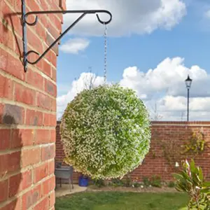 Set of 2 Artificial Gypsophila 30cm Topiary Balls - Weather & UV Resistant Round Faux Green Plant with Removable Hanging Chain