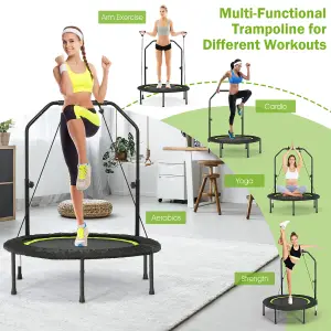 Costway 40" Mini Trampoline Foldable Fitness Trampoline with Height Adjustable Handle