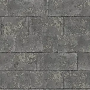 Rasch Portfolio Concrete Brick Charcoal Wallpaper