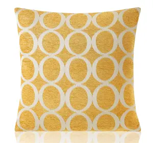 Oh 55cm x 55cm Luxury Geometric Chenille Cushion Ochre