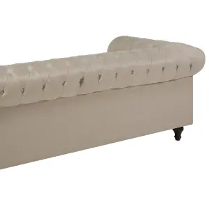 3 Seater Fabric Sofa Beige CHESTERFIELD Big