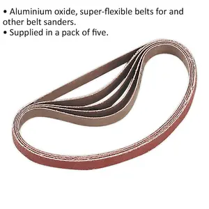 5 Pack of 10mm x 330mm 80 Grit Sanding Belts - Aluminium Oxide for Detail Sanding