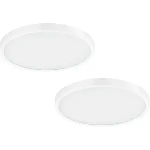 2 PACK Wall / Ceiling Light White 400mm Round Surface Mounted 25W LED 3000K