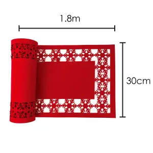 Poly Felt Red Christmas Snowflake Table Runner, Xmas Table Decorations