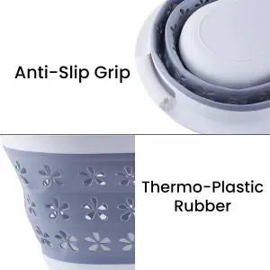 Grey Plastic Foldable Laundry Basket - 16L