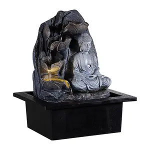 Tabletop Buddha Water Fountain Decor with Lights