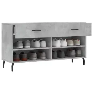 Berkfield Shoe Bench Concrete Grey 102x35x55 cm Engineered Wood