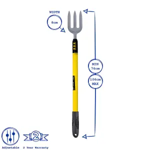 Green Blade - Telescopic Stainless Steel Garden Fork - Yellow