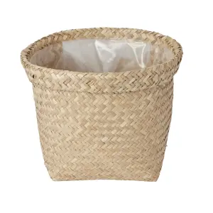 GoodHome Natural Herringbone Seagrass Plant pot (Dia) 26.5cm, (H)20.5cm