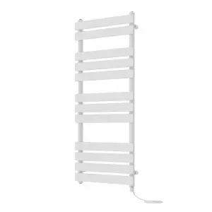 Rinse Bathrooms Electric Flat Panel Heated Towel Rail White Bathroom Ladder Radiator Warmer 1200x600mm 600W