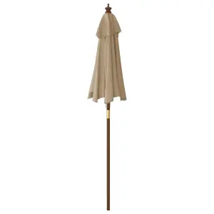 Berkfield Garden Parasol with Wooden Pole Taupe 196x231 cm