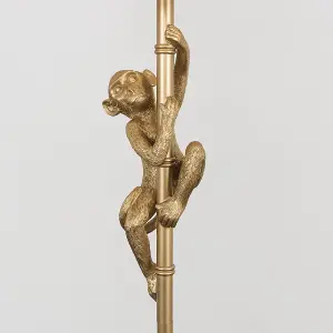 ValueLights Monkey Animal Quirky Modern Gold Floor Lamp With White Shade