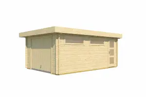 Canberra  + door Hormann-Log Cabin, Wooden Garden Room, Timber Summerhouse, Home Office - L422.7 x W600 cm