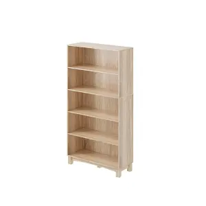 URBNLIVING 150cm Height Oak 5 Tier Wooden Bookcase Shelf Storage Display Shelving Unit