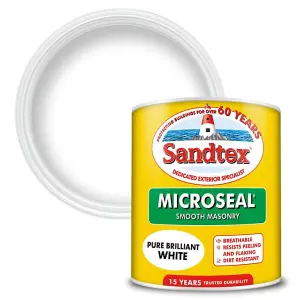 Sandtex Microseal Exterior Smooth Masonry Paint Brilliant White 1L