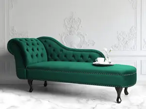 Left Hand Chaise Lounge Velvet Green NIMES