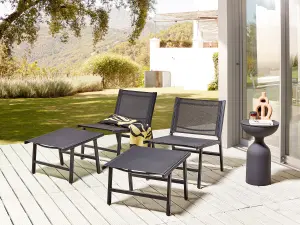 Set of 2 Garden Chairs MARCEDDI with Footstool Metal Black