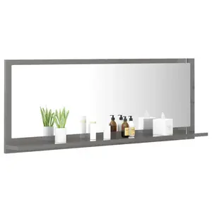 Dorlene Framed Wall Mounted Bathroom Mirror High Gloss Grey / 80 cm