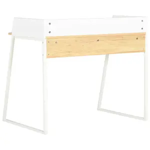 Berkfield Desk White and Oak 90x60x88 cm