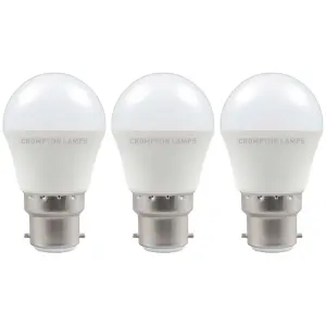 Crompton Lamps LED Golfball 5W B22 Dimmable Cool White Opal (40W Eqv) (3 Pack)