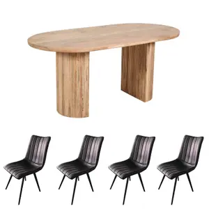 York Mango Wood Dining Table Set 170Cm With 4 Chairs