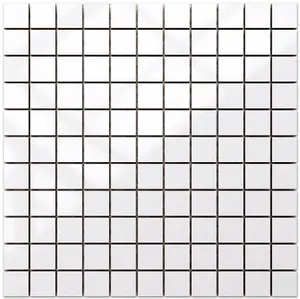 Ceramic mosaic on mesh for bathroom or kitchen 300mm x 300mm - Cubic white