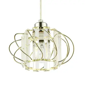 Modern Pendant Lamp Shade with Clear Acrylic Rectangular Prims and Gold Frame