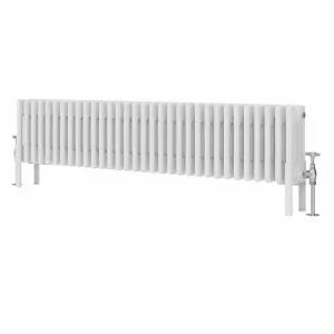 Right Radiators 300x1460 mm Horizontal Traditional 4 Column Cast Iron Style Radiator White