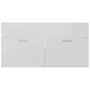 Berkfield Sink Cabinet with Built-in Basin High Gloss White Engineered Wood