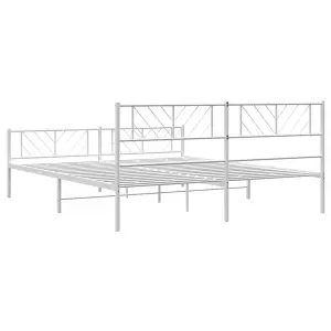 Berkfield Metal Bed Frame with Headboard and Footboard White 200x200 cm