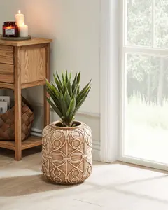 Plant Pot PALAMAS Ceramic Light Brown