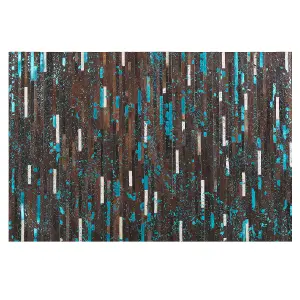 Cowhide Area Rug 140 x 200 cm Brown and Blue KISIR