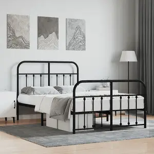 Berkfield Metal Bed Frame with Headboard and Footboard Black 120x200 cm