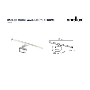 Nordlux Marlee 3000K Bathroom Wall Light in Chrome 50cm Width