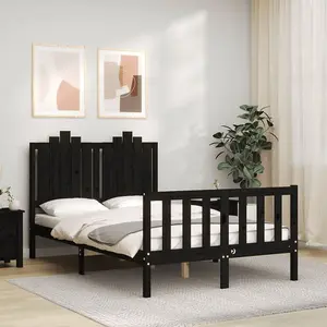 Berkfield Bed Frame with Headboard Black 120x200 cm Solid Wood