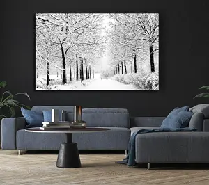 Winter In The Park Black And White Canvas Print Wall Art - Medium 20 x 32 Inches