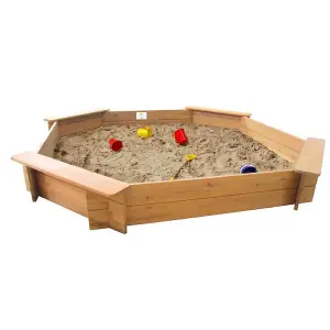 Sandpit - Octagonal - 20cm Deep with included Underlay and Rain Cover - Wooden Sandbox