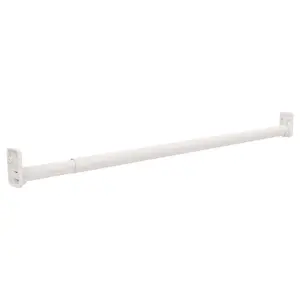 SuiteSymphony Adjustable Clothes Wardrobe Rail 76cm W - 122cm W Wall Mounted White