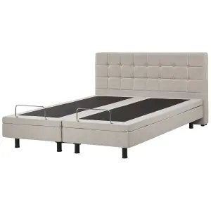 Fabric EU Super King Size Adjustable Bed Beige DUKE