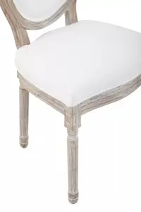 Interiors by Premier Cream Linen Dining Chair with Oval backseat, Stylish Linen Chair for Dining, Luxurious Dining Chair